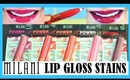 NEW! Milani Power Lip Lasting & Moisturizing Gloss Stain Review + Demos & Swatches!