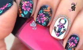 Hibiscus Flower Anchor Nails by The Crafty Ninja
