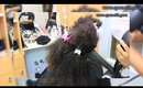how to round brush natural long hair, before the silk press!