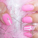 Baby pink with white stripes nail design