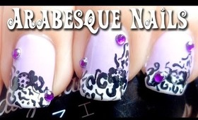 Abstract Arabesque Nail Art (stamping - freehand)