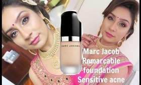 Marc Jacob Remarcable foundation Review & Demo Sensitive Acne skin | RajiOsahn