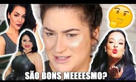 FIZ UMA MAKE SÓ COM PRODUTOS DE MAQUIADORAS FAMOSONAS E OLHA NO QUE DEU...