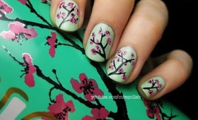 Arizona Green Tea Cherry Blossom Nails
