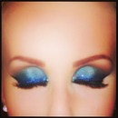 blue glitter smokey eye