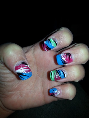 Pin by Lauren Kennedy on Hair | Crazy acrylic nails, Neon nails, Nails  design with rhinestones