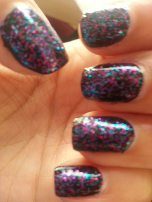 black opi base with LA colours glitter on top