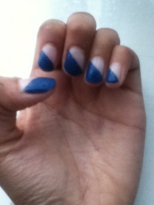 Hey guys 
Today I took some nail polish and tape and did some nail art 
What do u think???