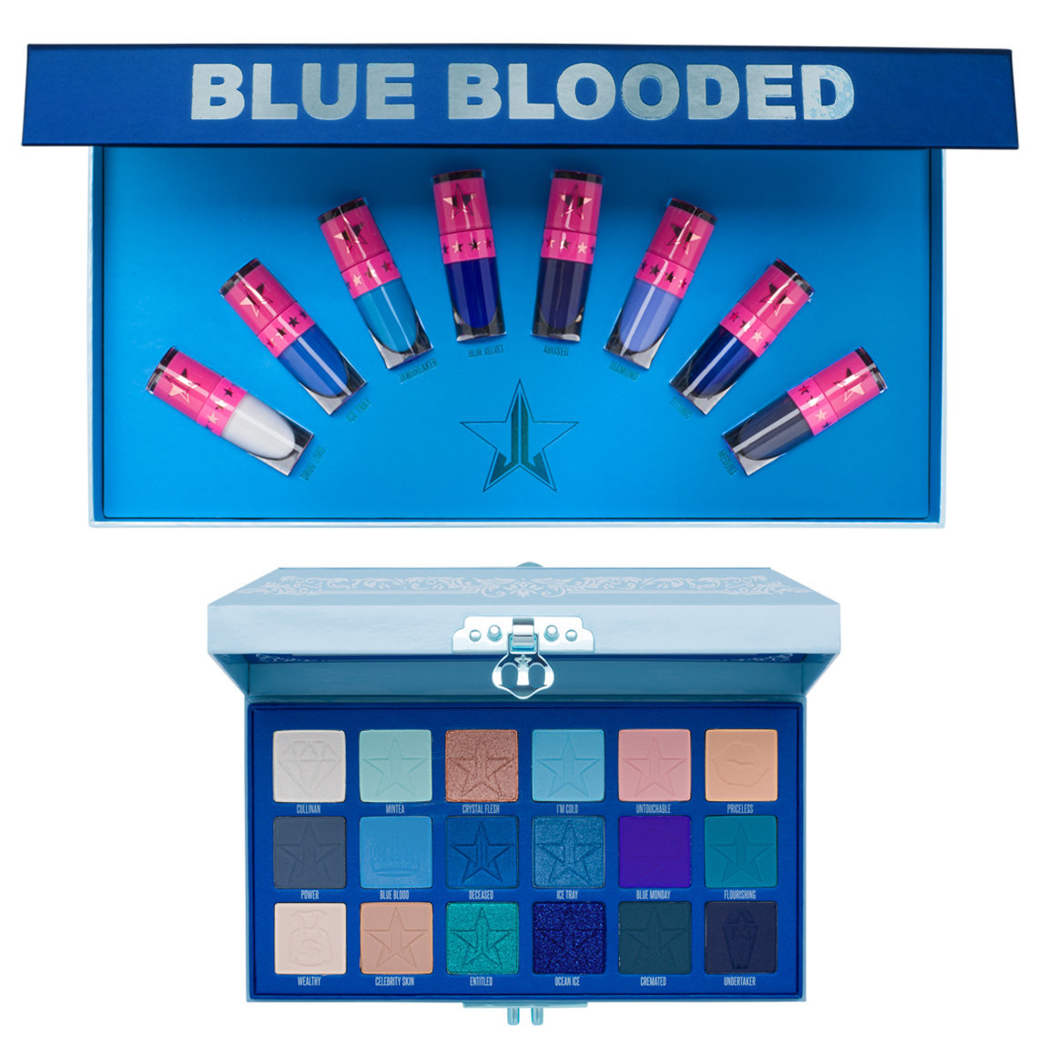 Jeffree Star Cosmetics Blue Blood Eyeshadow Palette & Mini Blue Blood Bundle alternative view 1 - product swatch.