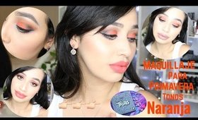 Maquillaje para primavera en color naranja para principiantes súper fácil con dos tipos de labiales