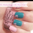 Blue and Pink Nails with Blue and Pink Polka Dots and Pink Hearts