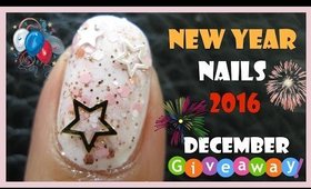 NEW YEARS EVE GLITTER  NAILS  2016 | HOLLOW STARS NAIL ART DESIGN TUTORIAL FOR SHORT NAILS
