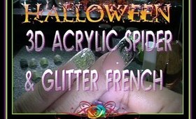 3D Acrylic Spider Glitter French Nails  HALLOWEEN :::... ☆ Jennifer Perez of Mystic Nails ☆