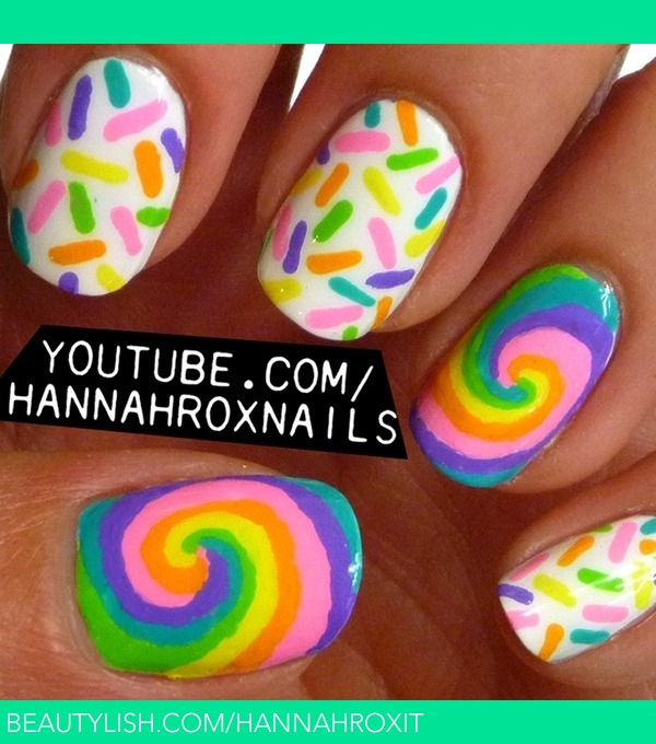 Lollipop and Sprinkles Nail Art  Hannah L.'s (hannahroxit) Photo