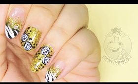 Glittery Gold with Roses & Zebra ✩ PinkFlyingCow