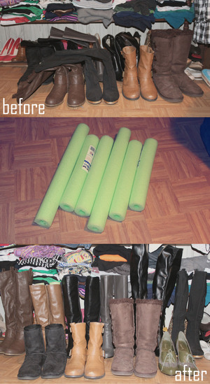 Super cheap boot fillers! Gotta take care of em babies! Visit my blog at http://rethinkborders.com

Specific post: http://www.rethinkborders.com/2013/02/closet-organization-cheap-diy-boot.html