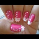 pink polka dot manicure