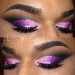 Lol jk. Enjoy this awesome girly cut crease. Glitter is from Violet Voss and it's called "Parker" 
