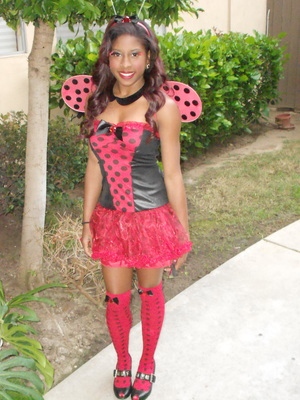Here is my little lady bug.. I used my Party Girl Palette, Elf gel liner and applied Halloween lashes.