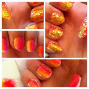 Pink & yellow ombré with gold sparkles 