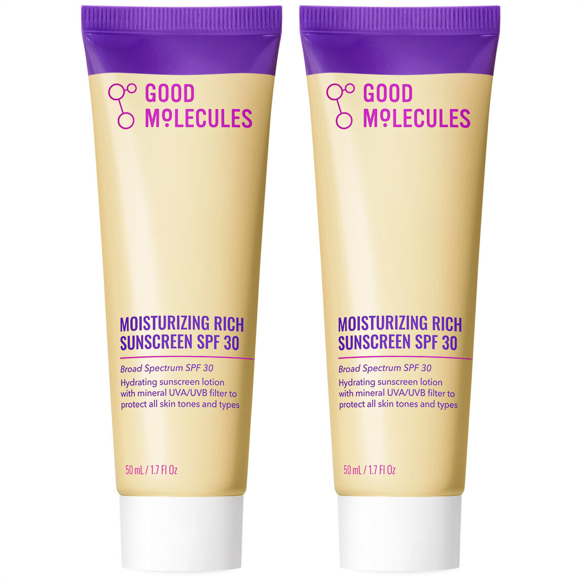 Good Molecules Moisturizing Rich Sunscreen SPF 30 50ml (2-Pack