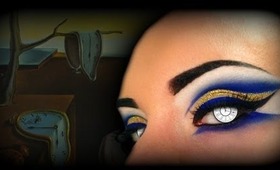 ART inspires ART, a make up / nail art collaboration! Blue Cut Crease with Gold Glitter Tutorial