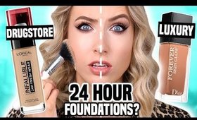 DRUGSTORE vs. LUXURY 24 HOUR FOUNDATIONS TESTED... Which ACTUALLY Lasted??