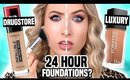 DRUGSTORE vs. LUXURY 24 HOUR FOUNDATIONS TESTED... Which ACTUALLY Lasted??