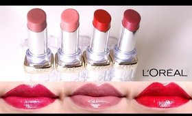 L'oreal Colour Riche Shine Lipstick Swatches on Lips ♡ 4 Shades
