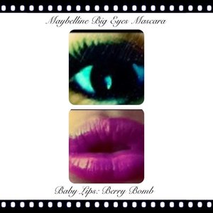 Eyes:Maybelline Big Eyes Mascara
Applied Several Coats

Lips:Baby Lips-Berry Bomb
Applied Several Coats