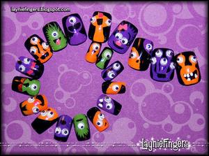 This is my favorite set of nails I've made! MONSTERS!