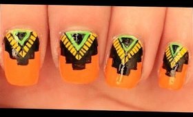 Colorful Tribal nail art