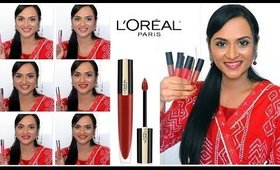 Loreal Rouge Signature Liquid Lipstick Review & Swatches | Tamil Makeup Video