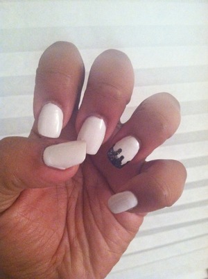 Clean white nails with drips of black