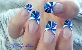 RE-EDITED Blue, French Tip Nail Art Design Tutorial - ♥ MyDesigns4You ♥
