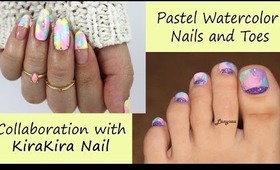 Pastel Watercolor Nails and Toes - Collaboration with KiraKiraNail