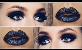 Full Face ALL BLACK GLAM ♡ Halloween Party Makeup Tutorial