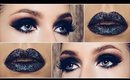 Full Face ALL BLACK GLAM ♡ Halloween Party Makeup Tutorial