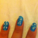 Blue flower nails. 💅💎👑💖