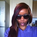 Brown Hair with turquoise and red tint