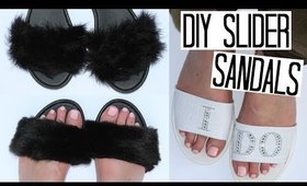 DIY Slider Sandals! - Rhianna Fur Inspired, Fluffy & Slogan Slides!