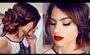 Simple HOLIDAY Makeup Tutorial! + Side Bun Hairstyle!