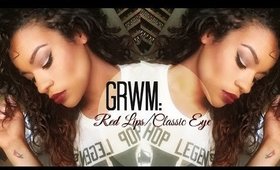 Deep Red Lips-Classic Eye| GRWM