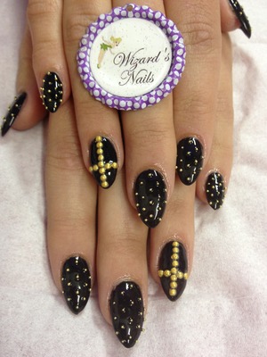 Using crystal nails products and gold beads and pearls from eBay :)