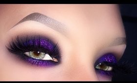 Sexy Purple Smokey for Green Eyes - Glitter Halo Makeup Tutorial ft. LunatiCK Cosmetics