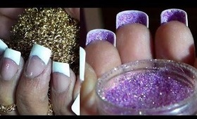 DIY Gel Manicure + Purple Glitter Bottoms