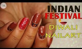 DIWALI NAILART Indian Festival Nail Design Tutorial