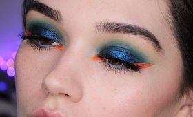 Blue Green and Orange  makeup tutorial