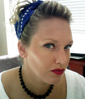 Casual Friday at work allowed me to attempt a rockabilly look. Wearing my new FAUX lashes and loving them!