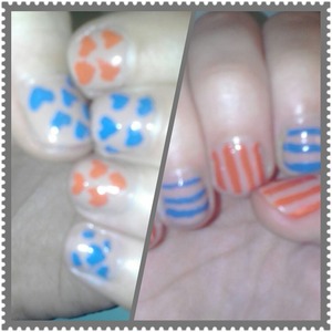 orange and blue hearts and stripes 